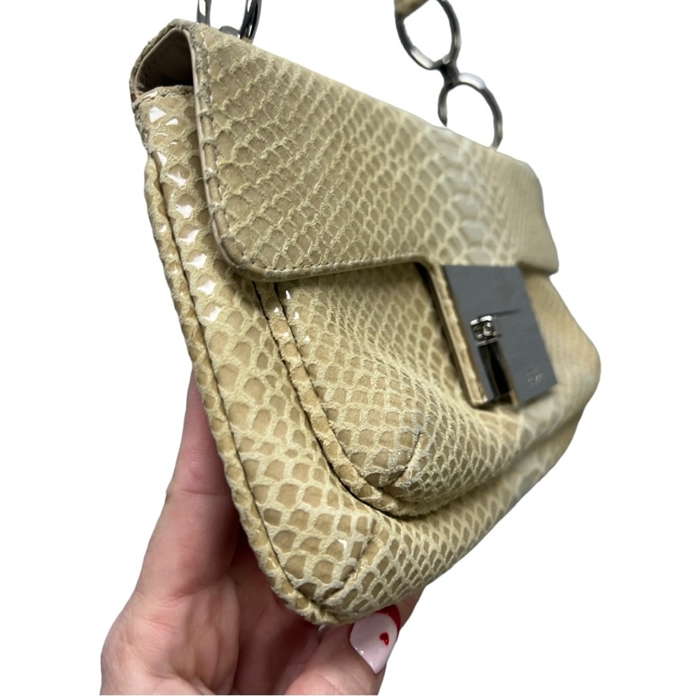 Cream Stuart Weitzman Leather Python Embossed Pri… - image 3